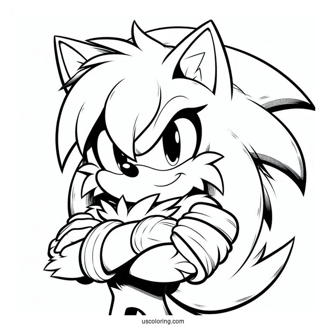 Furry Super Sonic Coloring Page With Arms Crossed