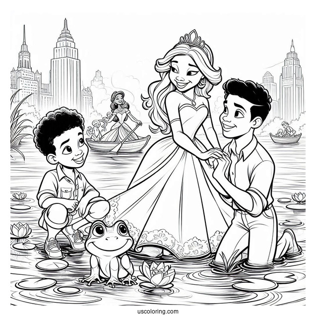 Tiana, Naveen, Ray, And Louis By The River