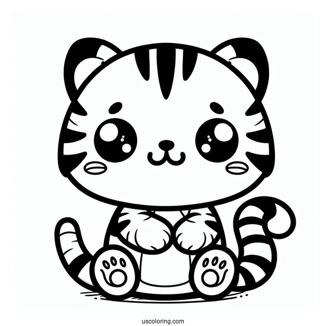 Kawaii Tiger To Color