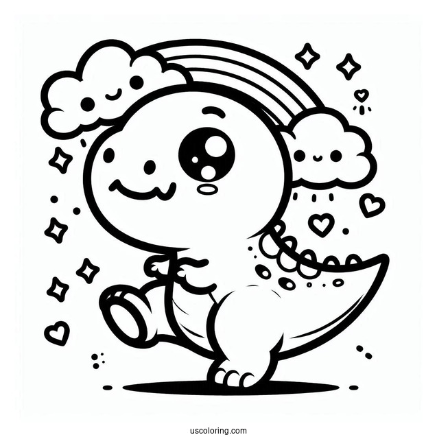 Kawaii Themed T-Rex Coloring Picture