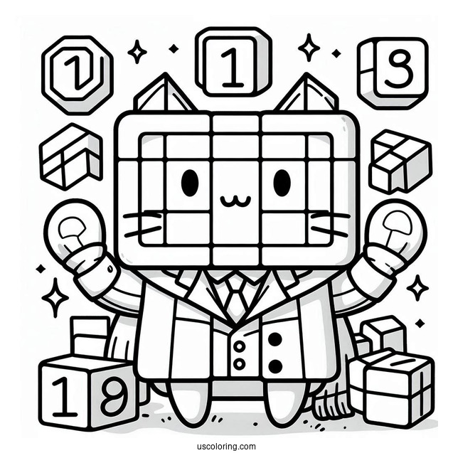 Numberblocks Coloring Page 10 Wearing Gloves