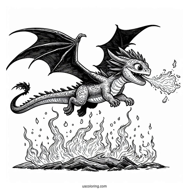 Shrek Dragon Flying Over Fire