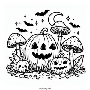 Jack O Lantern Mushroom Coloring Page