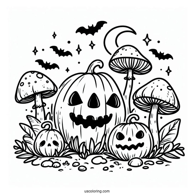 Jack O Lantern Mushroom Coloring Page