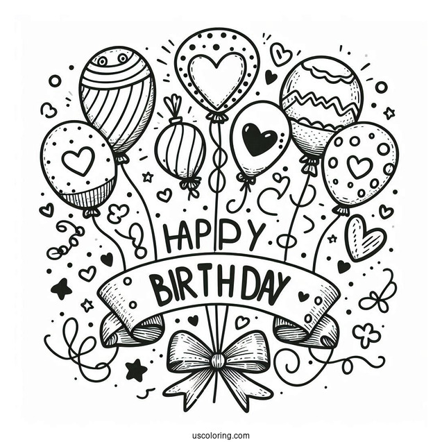 Happy Birthday To You Balloons To Color