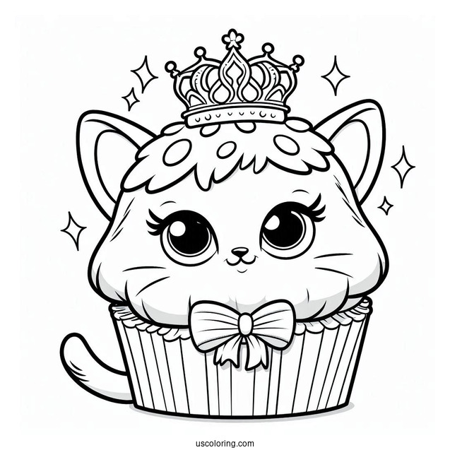 Palace Pets Coloring Page Of Muffin With Collar And Crown For Preschoolers