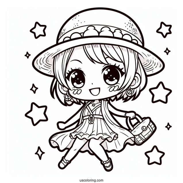 One Piece Coloring Page Of Cute Chibi Nami