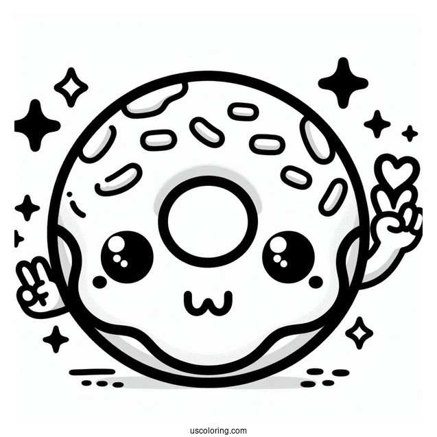 Super Cute Donut Kawaii Coloring Sheet For Kids