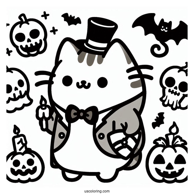 Halloween Themed Pusheen To Color