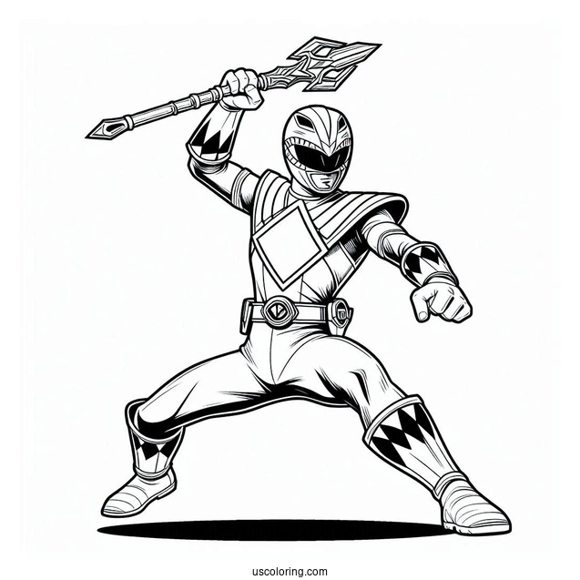 Coloring Sheet Of Power Ranger In Fighting Mode