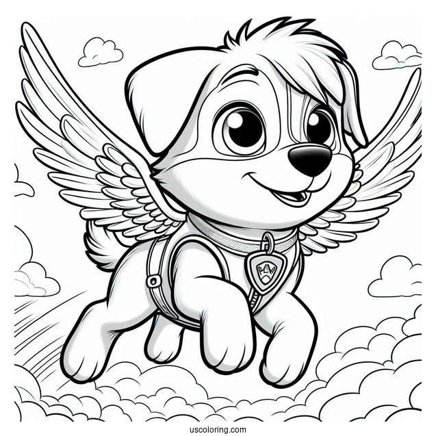 Skye Dog Flying In The Sky To Color