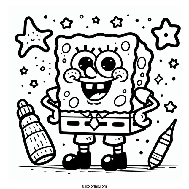 Super Cute And Simple Patrik Coloring Page