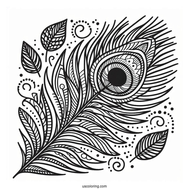 Peacock Bird Feather Coloring In