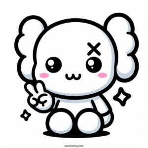 Kawaii Chibi KAWS Coloring Page Companion For Preschoolers