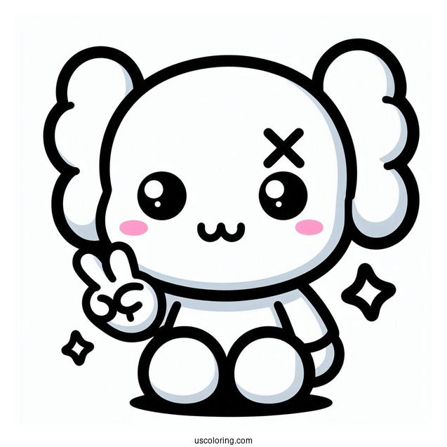 Kawaii Chibi KAWS Coloring Page Companion For Preschoolers