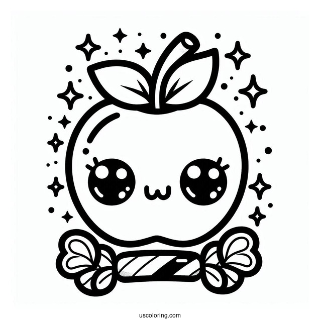 Kawaii Candy Apple Coloring Page