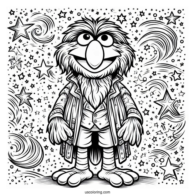 Muppets Coloring Page Of Sam Eagle With Starry Background