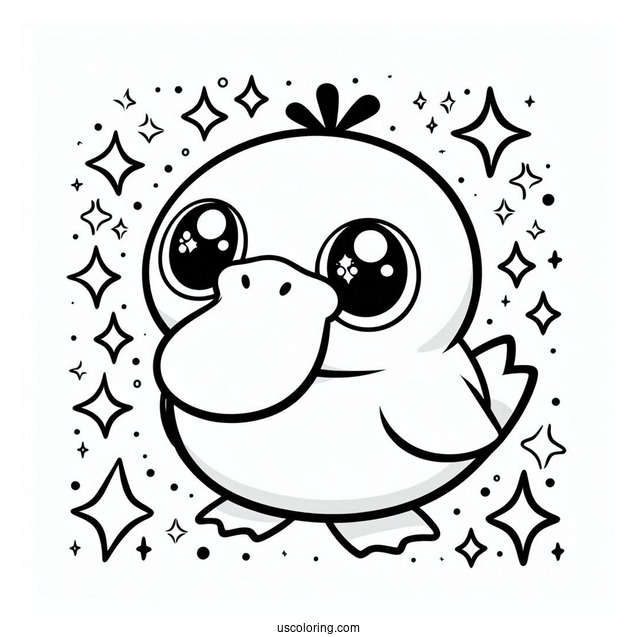 Starry Eyed Psyduck Coloring Page For Kids