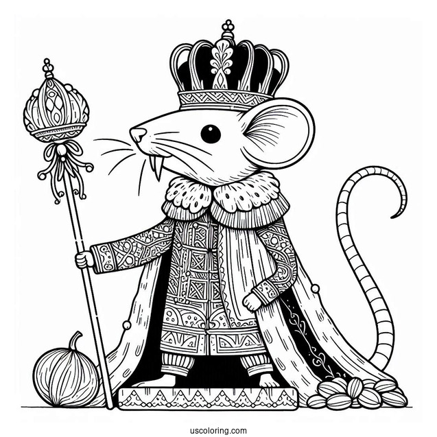 Nutcracker Coloring Page Of Rat King In Royal Robes With His Crown And Scepter