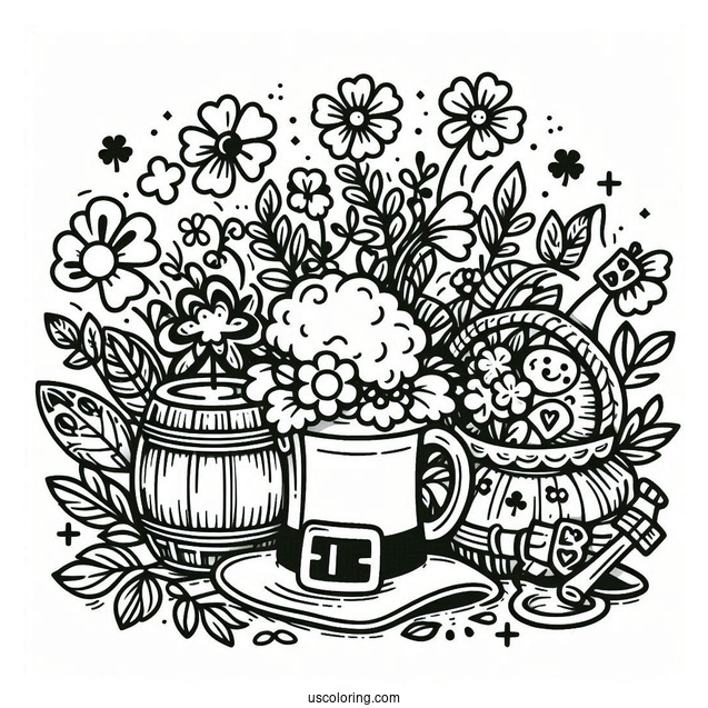 Celebratory Happy St Patrick_s Day Coloring Page
