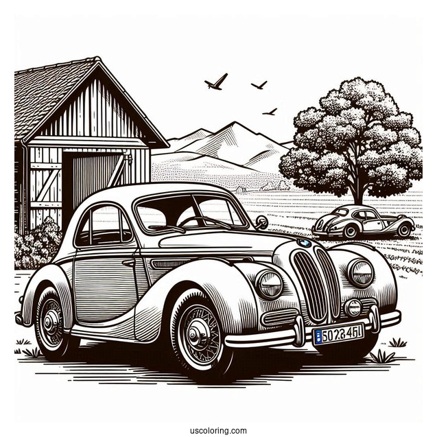 Vintage 328 BMW Coloring Page
