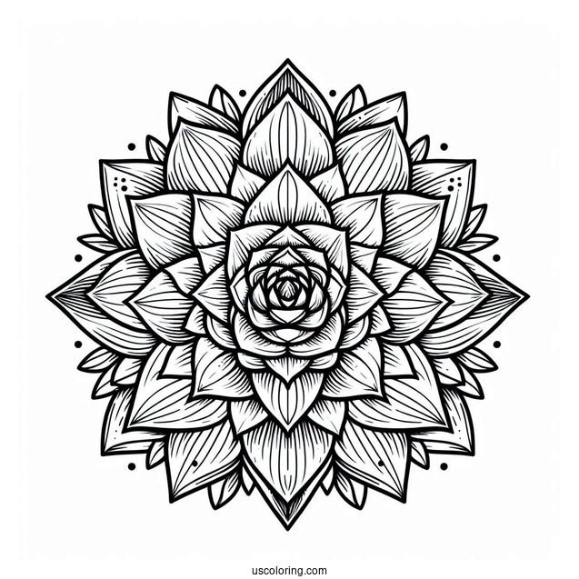 Succulent Coloring Page Flower Mandala