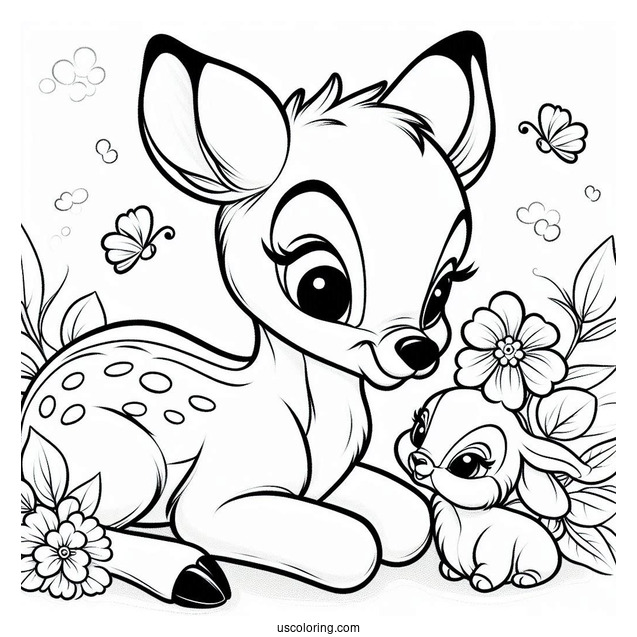 Bambi With Flower And Thumper Sisters