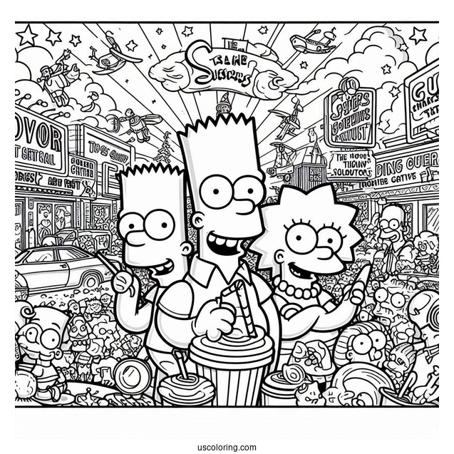 The Simpsons Movie Poster Coloring Sheet