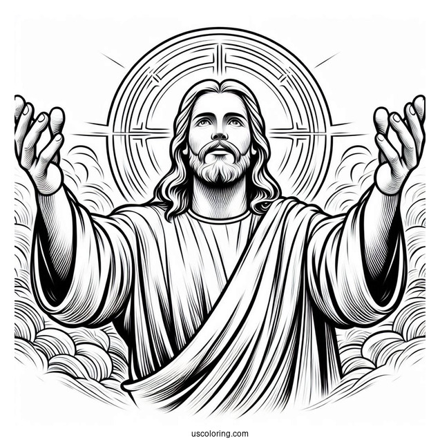 Easy 3D Jesus Coloring Page Text