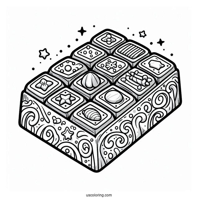 Chocolate Block Coloring Page For Kids