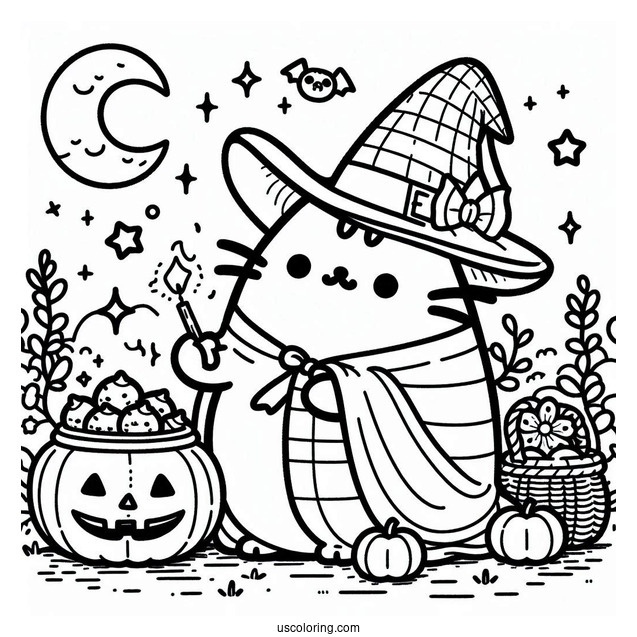 Halloween Witch Pusheen Casting a Spell