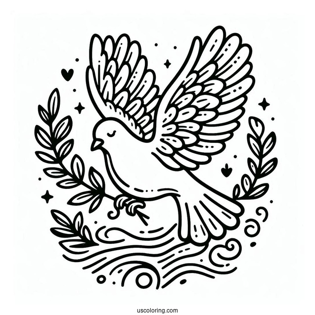 Peace Coloring Page Of Dove Carrying An Olive Branch