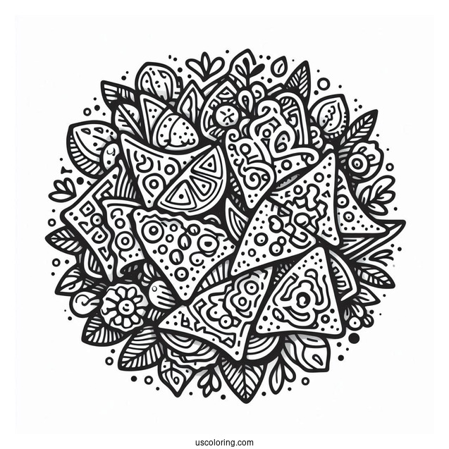 Coloring Page Of Mexican Nachos