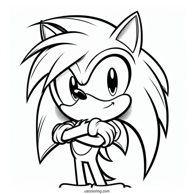 Furry Super Sonic Coloring Page With Arms Crossed