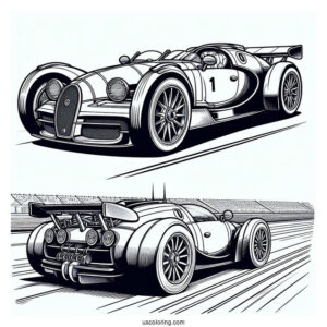 Bugatti Coloring Page Bolide On Race Track