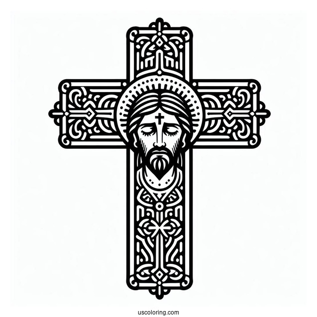 Easy Cross Coloring Page For Kids