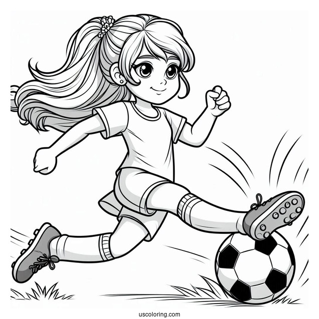 Girl Soccer Player Kicking Ball
