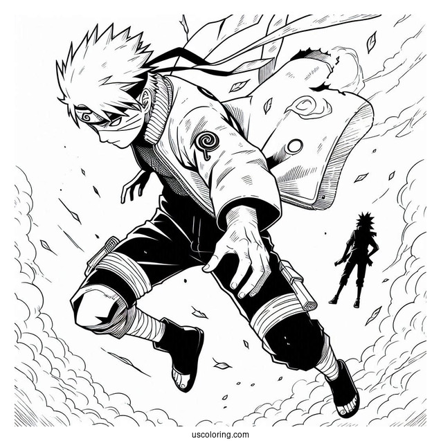 Naruto Coloring Page And Kakashi Falling From The Sky