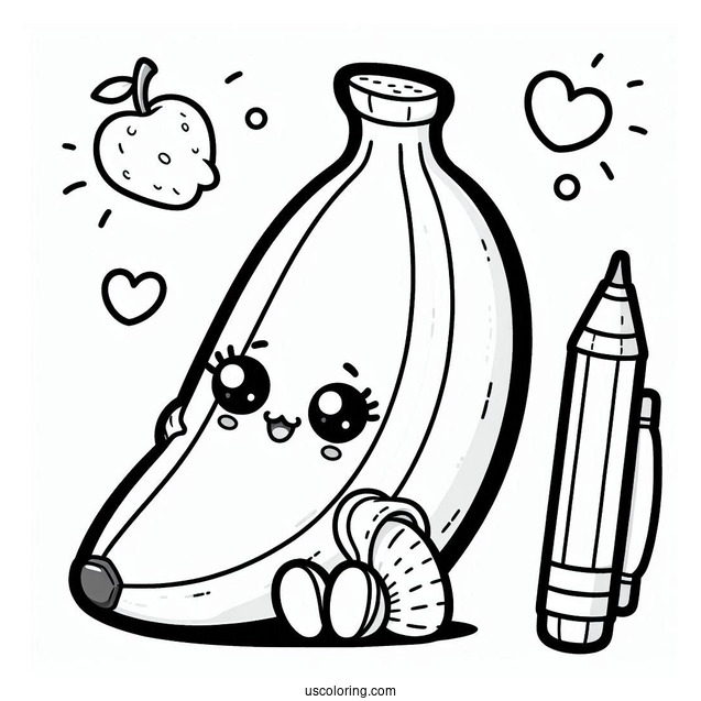 Cartoon B Is For Banana Coloring Page For Kids