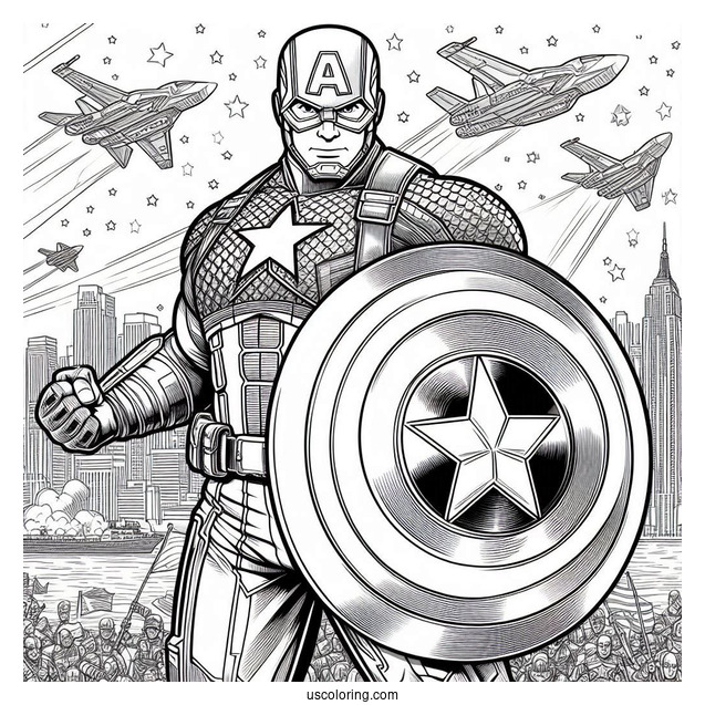 Detailed Captain America Holding Vibranium Shield