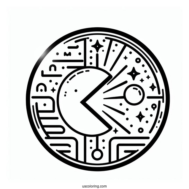 Retro Pac-Man Coloring Page Game View