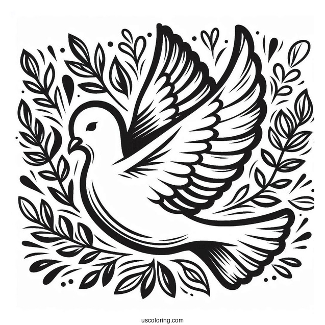 Peace Coloring Page Of Dove Carrying An Olive Branch