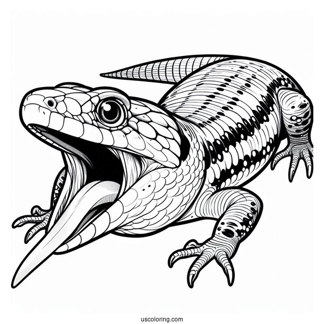 Blue Tongued Skink Lizard Coloring Page Hissing