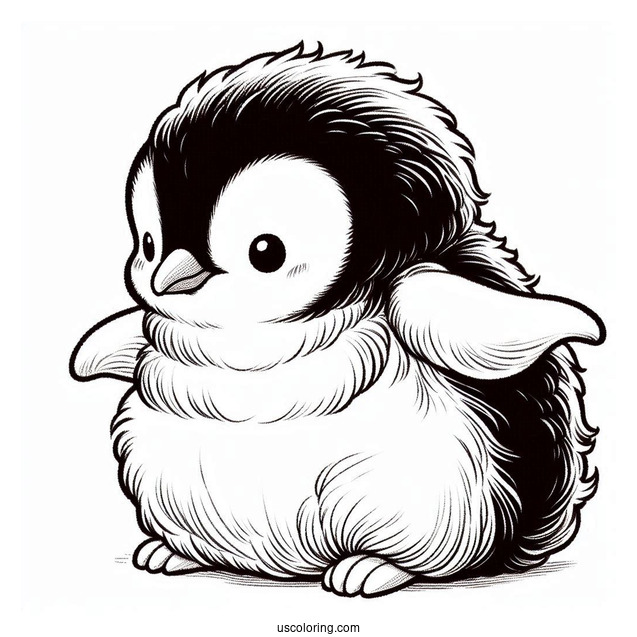 Fluffy Baby Emperor Penguin To Color In