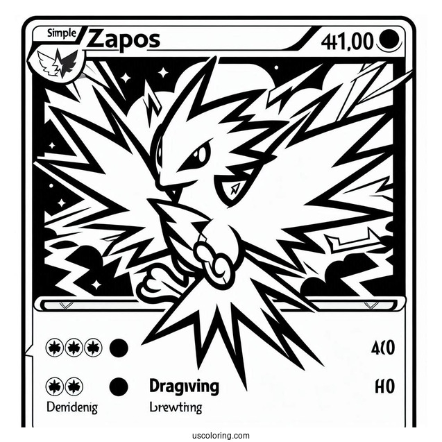 Zapdos Lightning Symbol Pokemon Card Coloring Page