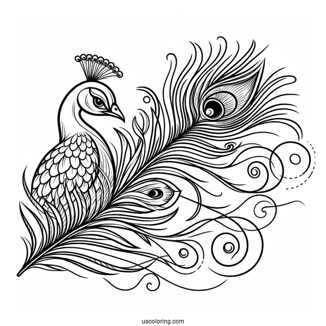 Peacock Bird Feather Coloring In