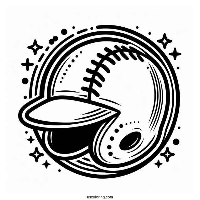 Simple Outline Of a Baseball Helmet