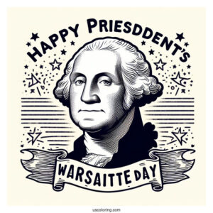 Happy President s Day Words With George Washington Portrait