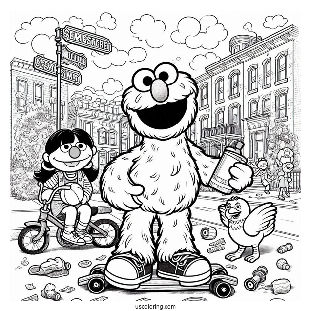 Realistic Sesame Street Coloring Page