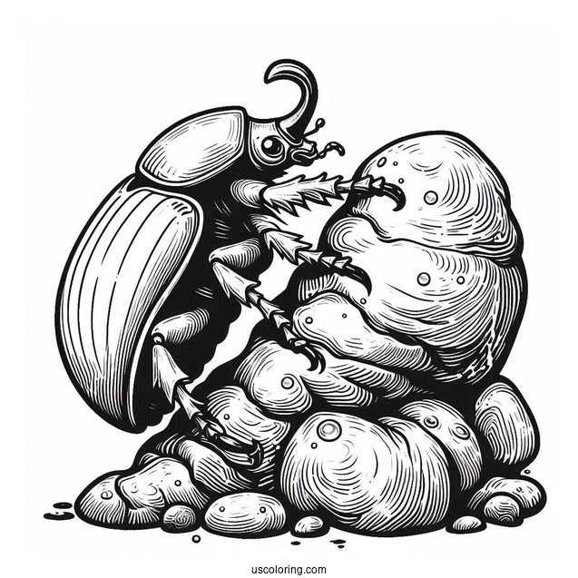 Hercules Beetle Coloring Page Climbing Rock